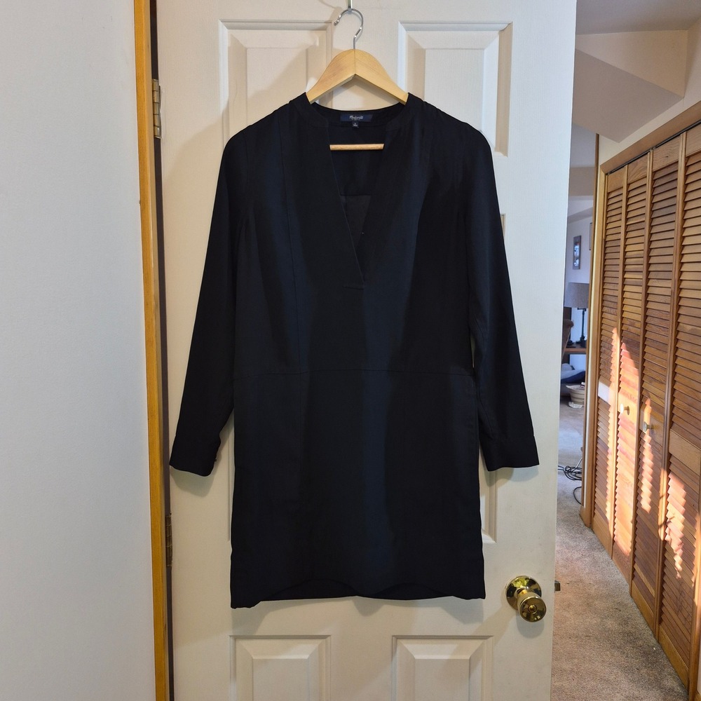 Madewell Black V-Neck Long Sleeve Shift Mini Dress 08732 Holiday 2013 Womens S